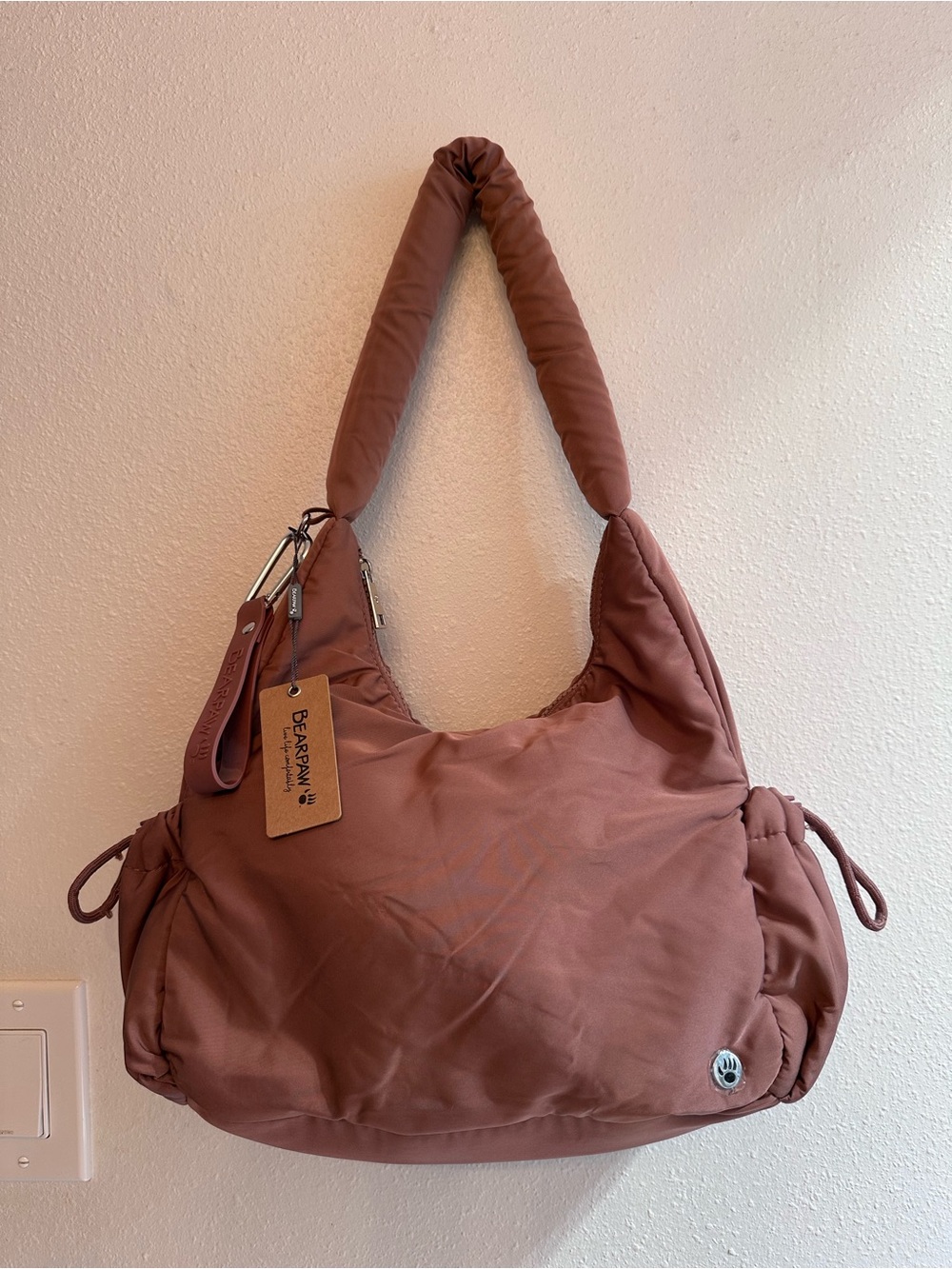 BearPaw Rust Brown Padded-Handle Shoulder Bag